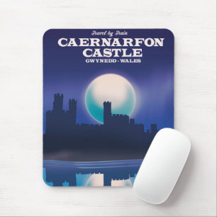 Tapis De Souris Affiche de voyage du château de Caernarfon, Gwyned
