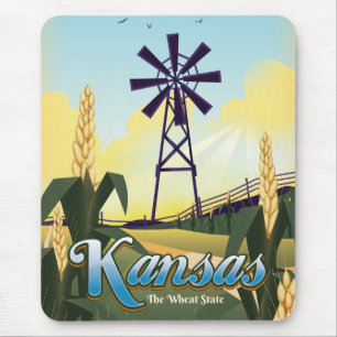 Tapis De Souris Affiche de voyage du Kansas "l'État du blé".
