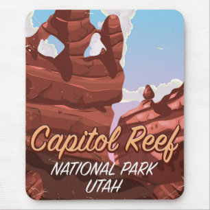 Tapis De Souris Affiche de voyage du parc national de Capitol Reef