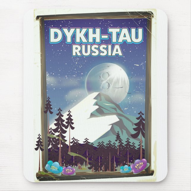 Tapis De Souris Affiche de voyage Dykh-Tau Russie. (Devant)