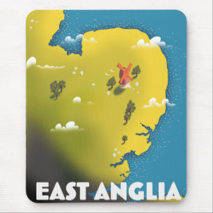 Tapis De Souris Affiche de voyage East Anglia. Impression du canev