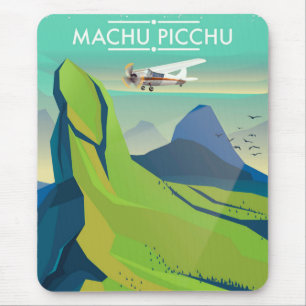 Tapis De Souris affiche de voyage en avion pour Machu Picchu