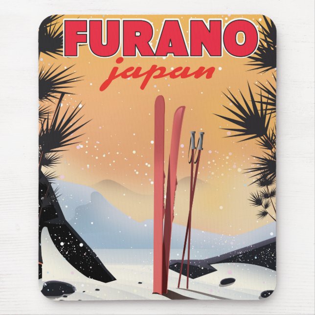 Tapis De Souris Affiche de voyage japonaise Furano. (Devant)