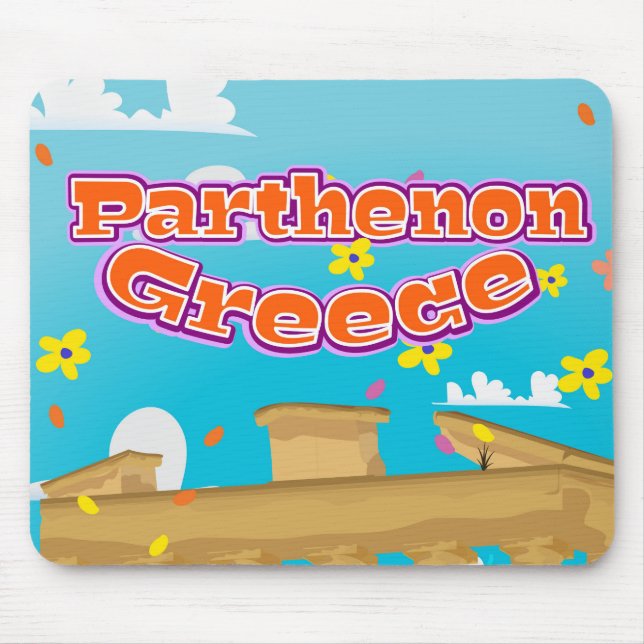 Tapis De Souris Affiche de voyage Parthénon Grèce. (Devant)