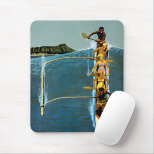Tapis De Souris Affiche De Voyage Pour United Air Lines Vers Hawai