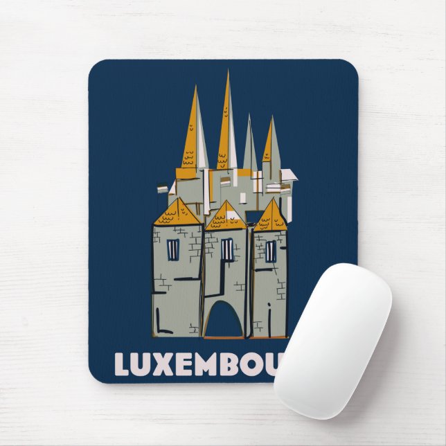 Tapis De Souris Affiche de voyage rétro Luxembourg (Avec souris)