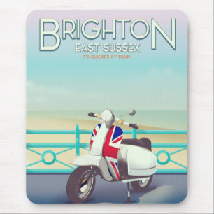 Tapis De Souris Affiche de voyage scooter Brighton Vintage union j