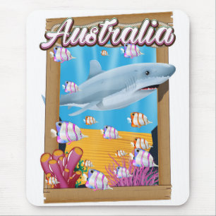 Tapis De Souris Affiche de voyage sous-marine de requin en Austral