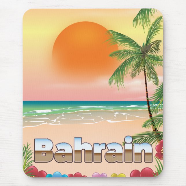 Tapis De Souris Affiche de voyage sur la plage de Bahreïn (Devant)