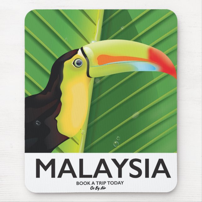 Tapis De Souris Affiche de voyage Toucan de Malaisie (Devant)