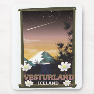 Tapis De Souris Affiche de voyage Vesturland Islande