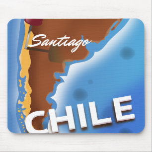 Tapis De Souris Affiche de voyage vintage Chili Santiago
