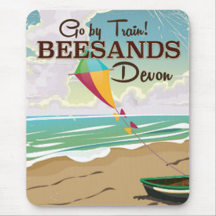 Tapis De Souris Affiche de voyage vintage de la plage de Beesands 