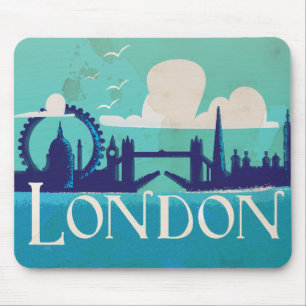 Tapis De Souris Affiche de voyage vintage de Londres