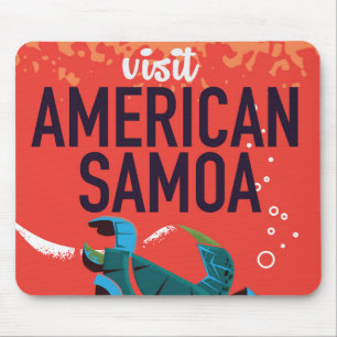 Tapis De Souris Affiche de voyage vintage des Samoa américaines