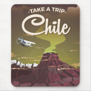 Tapis De Souris Affiche de voyage vintage du volcan du Chili