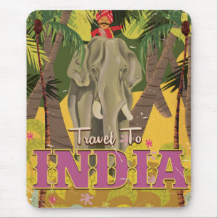 Tapis De Souris affiche de voyage vintage éléphant indien