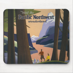 Tapis De Souris Affiche de voyage vintage Pacific Northwest 1925 T