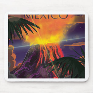 Tapis De Souris Affiche de voyage Volcan Mexique