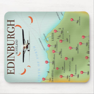 Tapis De Souris Affiche d'impression de carte d'Édimbourg Ecosse d