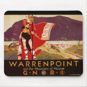 Tapis De Souris Affiche ferroviaire irlandaise de Warrenpoint