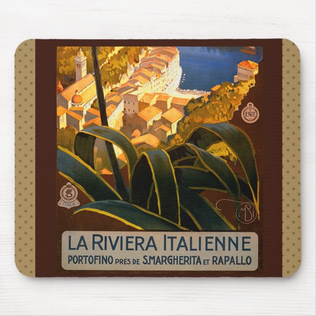 Tapis De Souris Affiche italienne Riviera Europe Italy Travel (Devant)