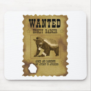 Tapis De Souris Affiche Recherchée de blaireau de miel