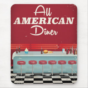 Tapis De Souris Affiche Rétro du Diner All American