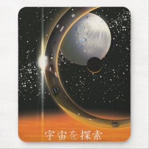 Tapis De Souris Affiche spatiale vintage Explorez l'Univers