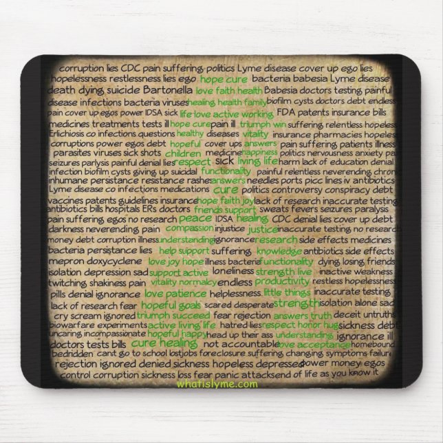 Tapis De Souris Affiche sur les sentiments de la maladie de Lyme,  (Devant)