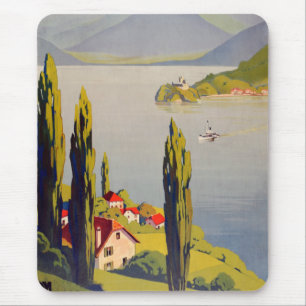 Tapis De Souris Affiche touristique Vintage sur le lac d'Annecy en