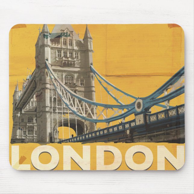 Tapis De Souris Affiche vintage de Londres (Devant)