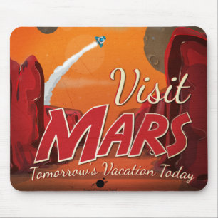 Tapis De Souris Affiche vintage Visite de Mars