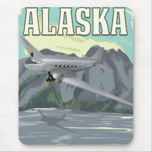 Tapis De Souris Affiche Vintage voyage de l'Alaska