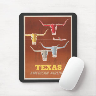 Tapis De Souris Affiche Voyage Pour American Airlines Vers Texas