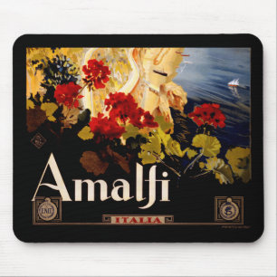 Tapis De Souris Affiches d'art graphique de voyage vintage Amalfi