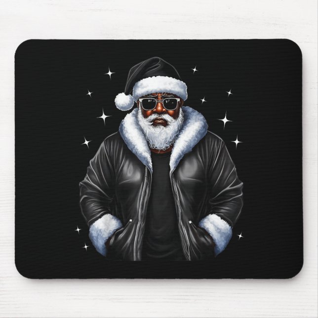 Tapis De Souris African American Christmas Xmas Afro Santa Claus  (Devant)