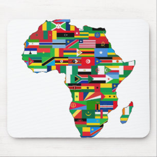 Tapis De Souris Afrique Pays du continent Drapeaux Carte Nations