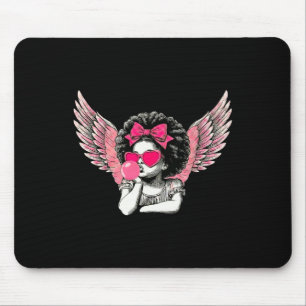 Tapis De Souris Afro Cupid avec lunettes de soleil qui souffle du