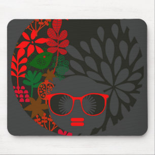 Tapis De Souris Afro Diva Rouge Vert Ardoise Noir