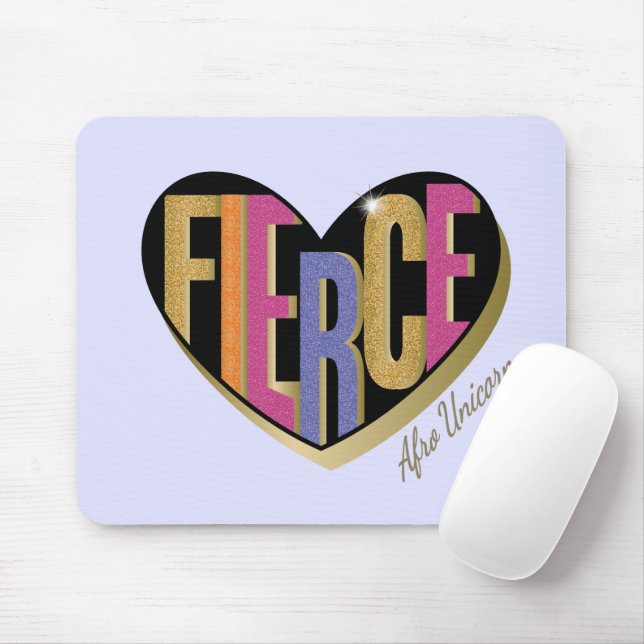 Tapis De Souris Afro Unicorn Fierce Heart Design (Avec souris)