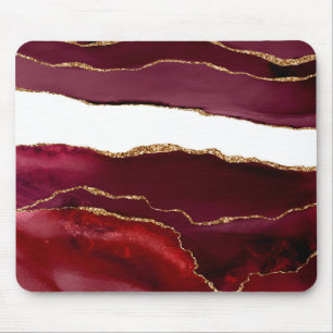 Tapis De Souris Agate bordeaux et or