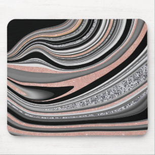 Tapis De Souris agate geode rose or argent noir