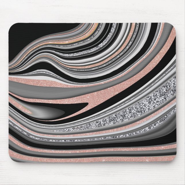 Tapis De Souris agate geode rose or argent noir (Devant)