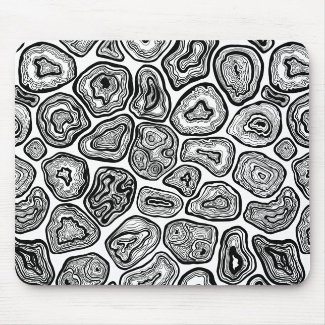 Tapis De Souris Agate les tranches en noir et blanc (Devant)