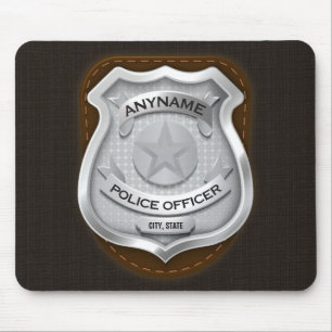 Tapis De Souris Agent de police personnalisé Sheriff Cop NAME Badg