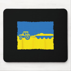 Tapis De Souris Agriculteur ukrainien volant un char russe avec un