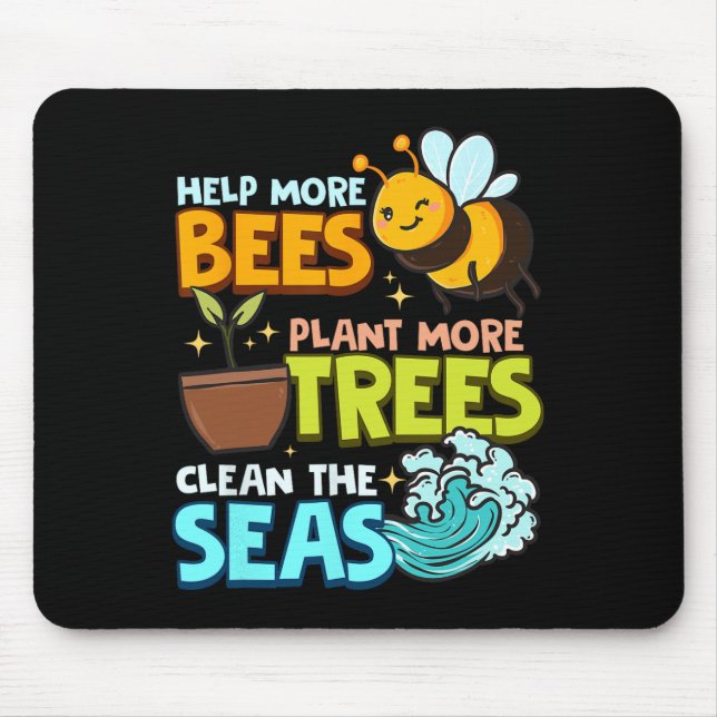 Tapis De Souris Aidez plus d'abeilles Plante Plus d'arbres Mer pro (Devant)