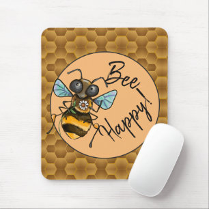 Tapis De Souris Aie Du Bonheur ! Abeille de miel mignonne