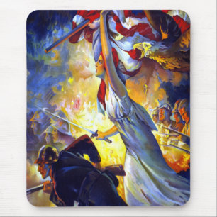 Tapis De Souris Aigle à drapeau américain vintage Patriotique Lady